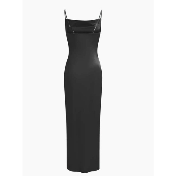 Commense Black Maxi Length Dramatic Thigh Split Dress - S - Picture 7 of 7